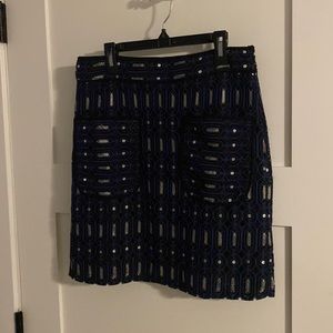 Black,blue, silver skirt